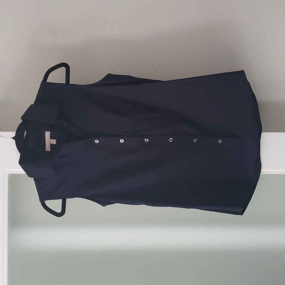Banana Republic Navy Sleeveless Non-Iron Button Up Shirt sz 8